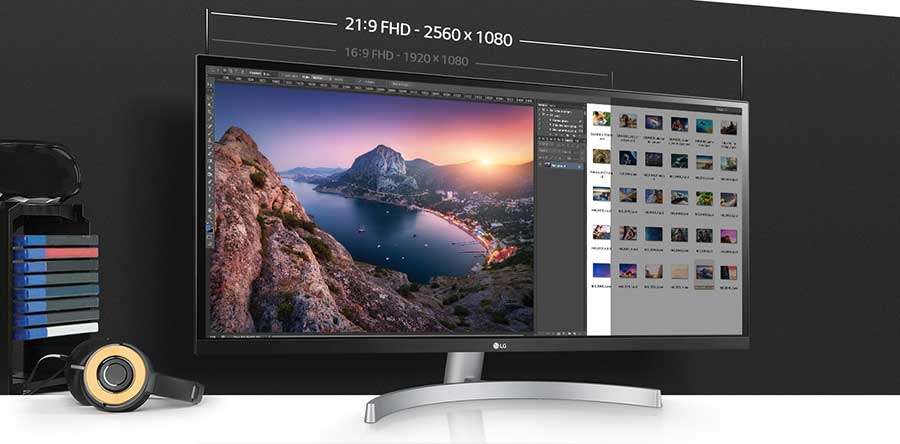 Los monitores UltraWide mantienen una relación de aspecto 21:9 para abarcar más elementos en pantalla. Foto: LG.com
