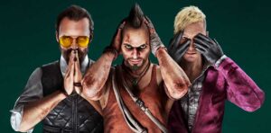 Ni hablar, ni oir, ni ver: Joseph Seed, Vaas Montenegro y Pagan Min, tres de los grandes villanos de Far Cry estarán disponibles como personajes jugables en los DLC de Far Cry 6. Foto: Ubisoft