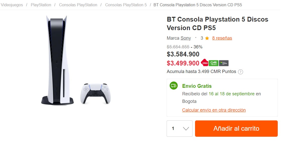 Precio de la PS5 en Colombia