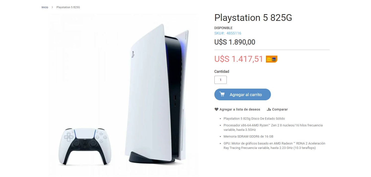 Precio de la PS5 en Uruguay