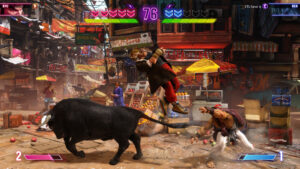 Un toro irrumpe en la pelea entre Ken y Ryu en Street Fighter 6. Foto: Capcom